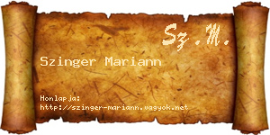 Szinger Mariann névjegykártya